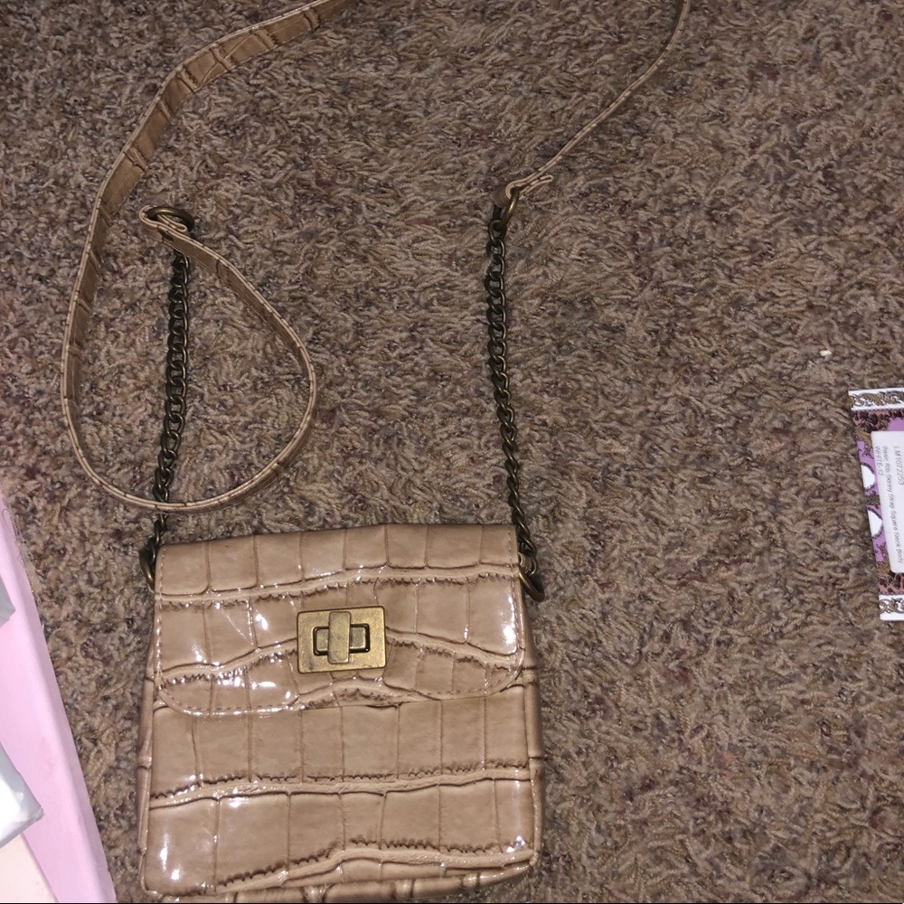 Snakeskin crossbody purse tan nude